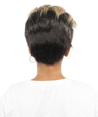 HPO Women's Short Blonde Pixie Cut Wig – Textured Layered Synthetic Hairstyle for Cosplay, Stage & Party Fashion