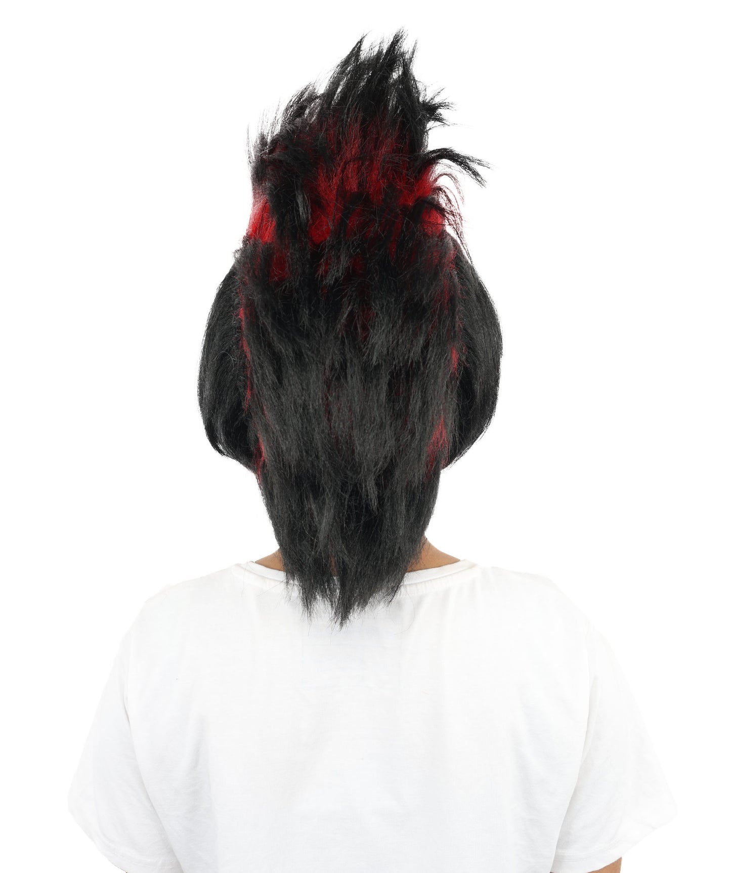 HPO Women's 80s Punk Black & Red Wig for Women | Medium Layered Spiky Hairstyle | Cosplay, Halloween, Party & Stage-Ready Hairpiece
