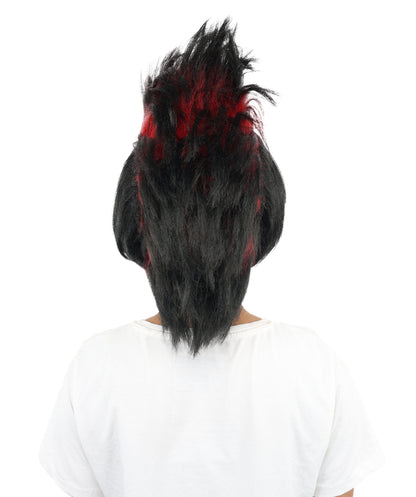 HPO Women's 80s Punk Black & Red Wig for Women | Medium Layered Spiky Hairstyle | Cosplay, Halloween, Party & Stage-Ready Hairpiece