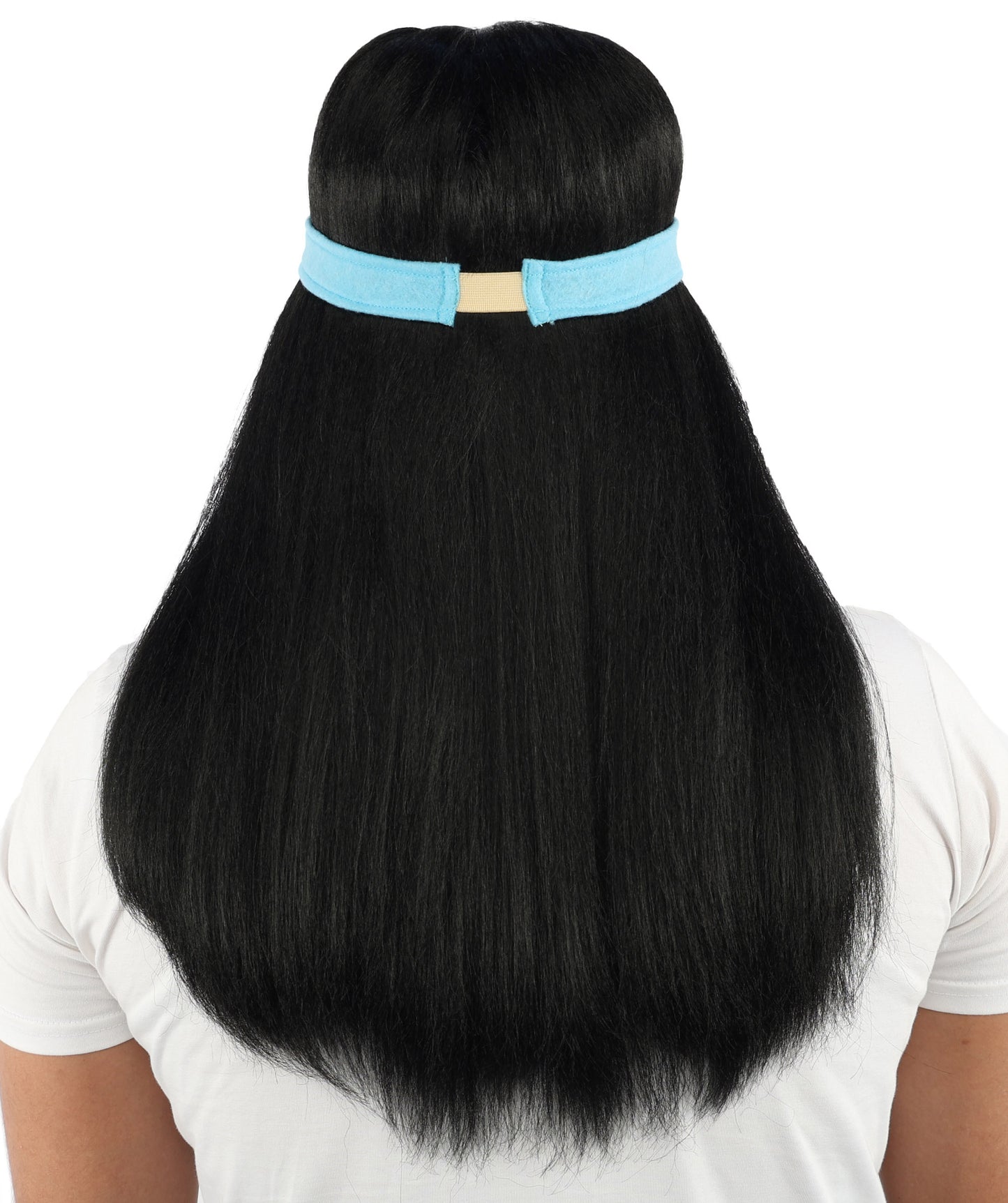 HPO Men's Long Auburn Wig with Headband | Straight Reddish Texture with Blunt Bangs & Included Teal Band, Heat Resistant Fiber | Halloween, Troll Roleplay, Fantasy Party, Carnival & Theater