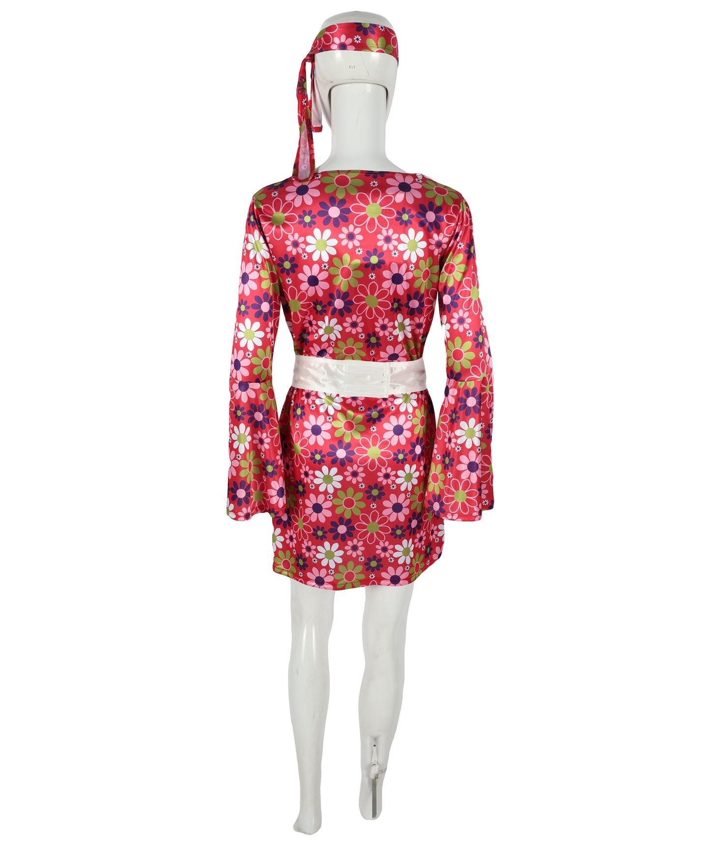 HPO Adult 60s Inspired Girl Dress with Headband & Belt | Swing Vintage Costume Outfit | Lightweight, Comfortable for Halloween, Cosplay, Parties & Stage