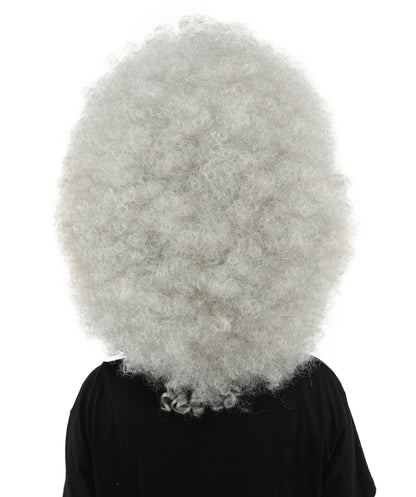 HPO Women's Giant White Glitter Afro Wig | Massive Puffy Sparkle Hair with Silver Sheen, Synthetic Fiber & Breathable Cap | Halloween, Troll Roleplay, 70s Disco Party, Theater & Funny Costume