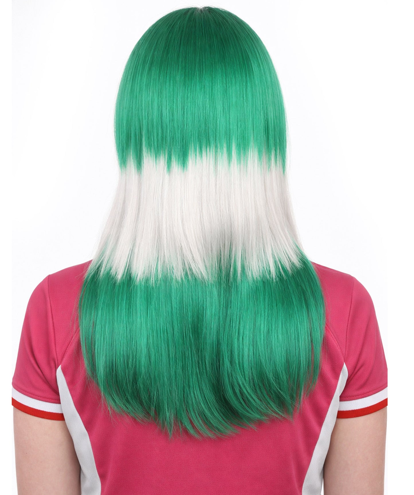 Saudi Arabia Flag Sport Party Long Bob Wig | White Green Middle East | Premium Breathable Capless Cap