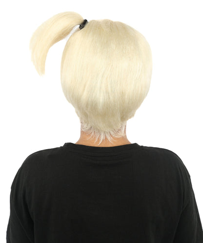 HPO Adult Women's Anime Trainer Character Wig | Vibrant hue multicolor options, create of synthetic fiber, short choppy bob with high side ponytail, breathable base | Cosplay, Halloween, theater, party, performance, costume events