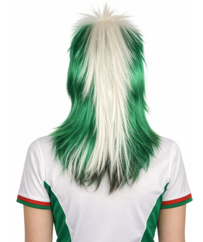 Nigeria Flag Sports, 80's Mullet Wig | Premium Breathable Capless Cap