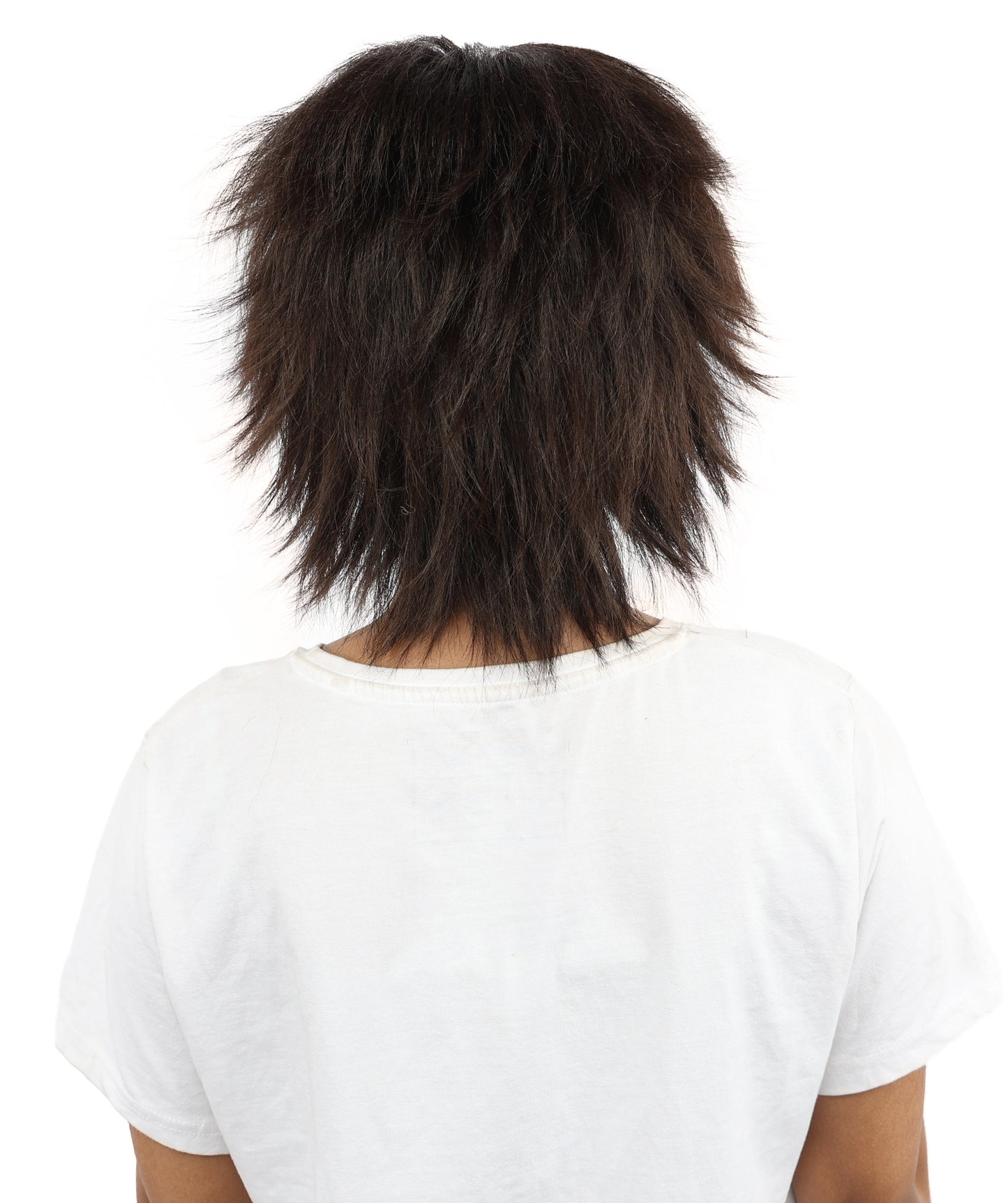 HPO Women's Spiky Layered Short Anime Wig – 12 Inch Natural Dark Brown Messy Wig with Capless Cap Design | Flame-retardant Synthetic Fiber for Costume, Halloween, Parties & Events