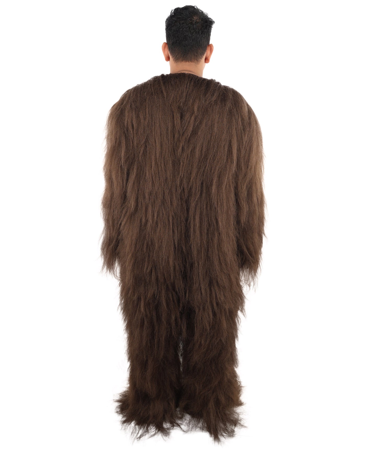 HPO Unisex Extreme Hairy Person Costume, Mask and Bundle - Full-Body Hair Suit Extra-Long Ash Brown Costume Wig for Halloween, Cosplay & Parties