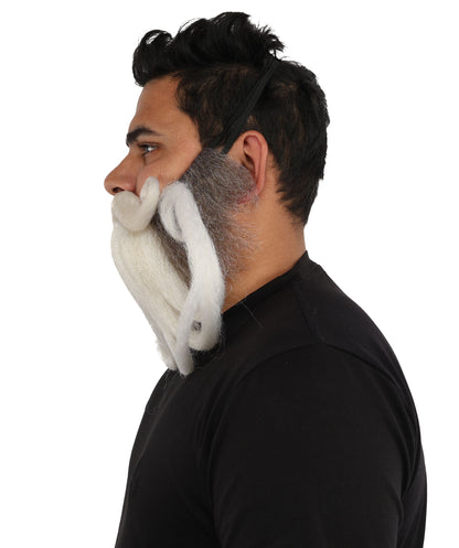 HPO Men's Theatrical Mustache Beard Kit | Dramatic Curled Texture Adjustable Fit Light Tone | Party Halloween Cosplay Theater Drag Performance Costume Events