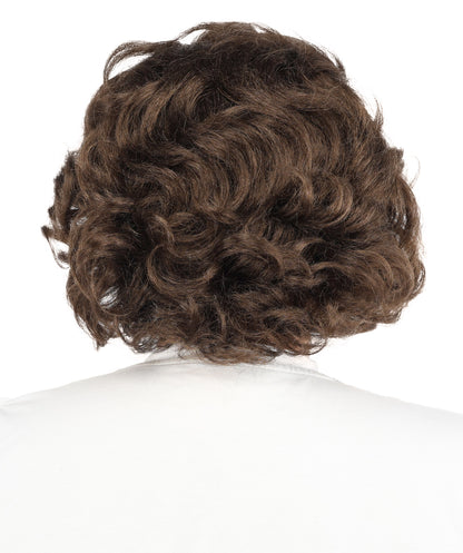 HPO Men's 12-Inch Medium Brown Retro Wig – Wavy Capless Cap Wig for Adults – Lightweight & Breathable for Halloween and Cosplay