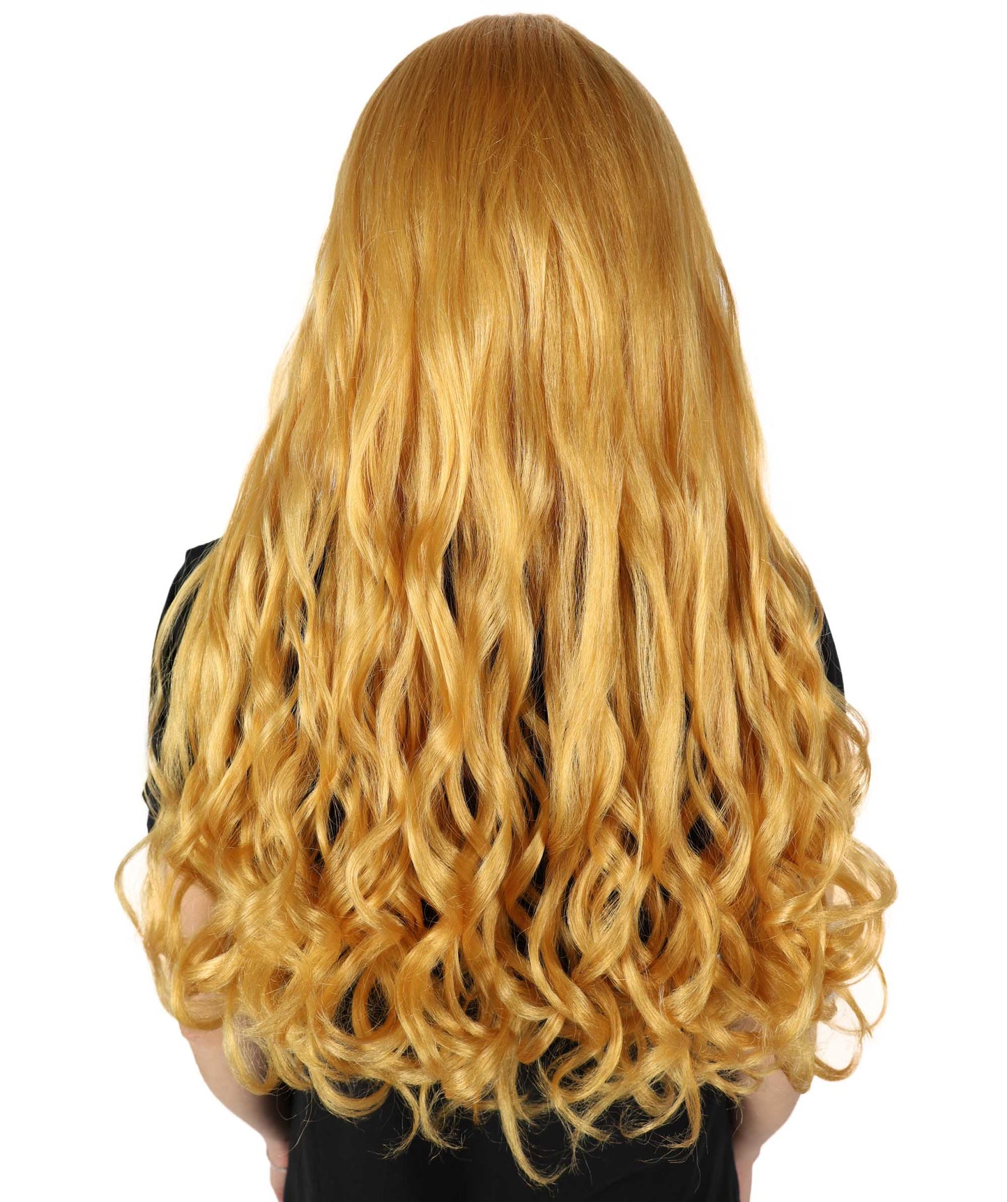 HPO Women's Multicolor Long Curly Wig with Fringe, Flame-retardant Synthetic Fiber