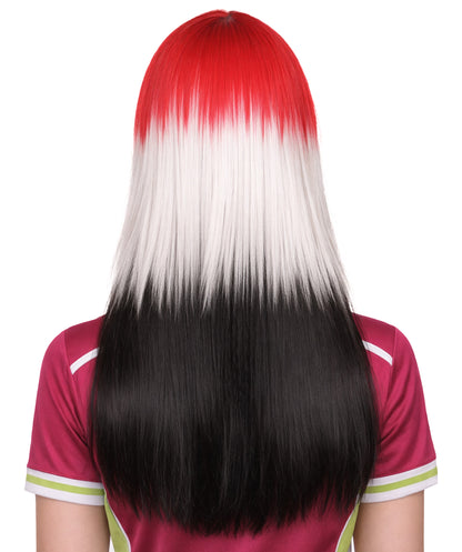 Egypt Flag Sport Party Long Bob Wig | Mid Eastern Traditional Halloween Wig | Premium Breathable Capless Cap