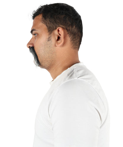 HPO Men’s Self-Adhesive Dark Grey Fake Mustache | Realistic Facial Accessory for Party, Halloween & Cosplay | Flame-retardant Synthetic Fiber