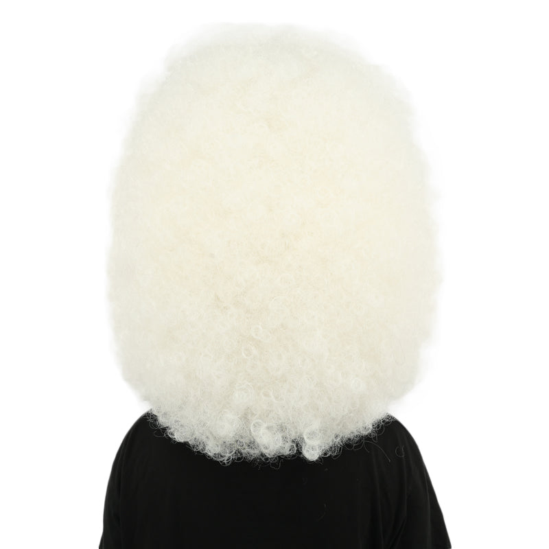 HPO Women's Giant White Glitter Afro Wig | Massive Puffy Sparkle Hair with Silver Sheen, Synthetic Fiber & Breathable Cap | Halloween, Troll Roleplay, 70s Disco Party, Theater & Funny Costume