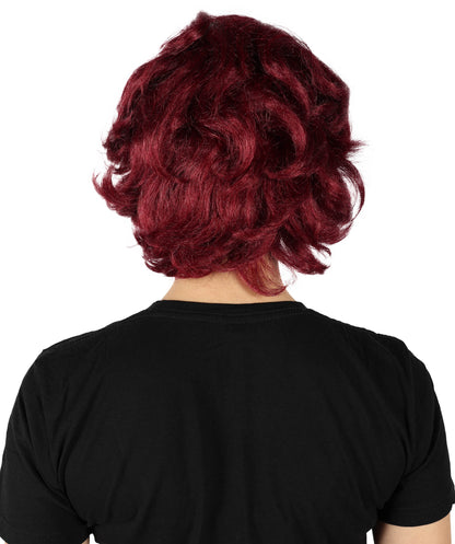HPO Women's Short Wavy Meroon Fashion Doll Multiple Wig | For Party and Halloween | Flame-retardant Synthetic Fiber