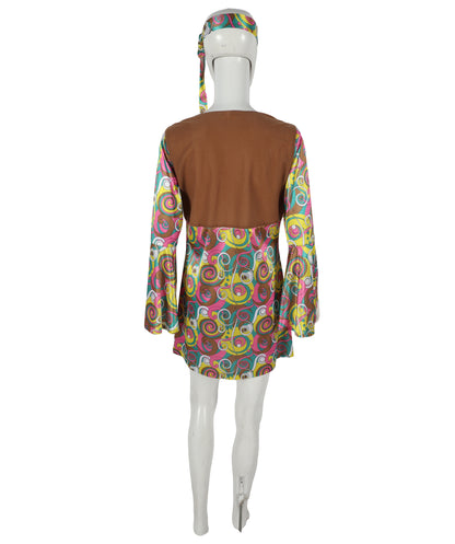 HPO Adult Women’s 60’s Hippie Costume Set | Retro Flower Power Outfit | for Halloween, Themed Parties, Stage & Roleplay