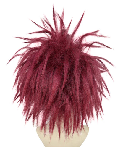 HPO Women’s Burgundy Spiked Mohawk Wig | Wild Punk-Inspired Glam Wig with Fluffy Volume | Bold Festival & Party Costume Hair