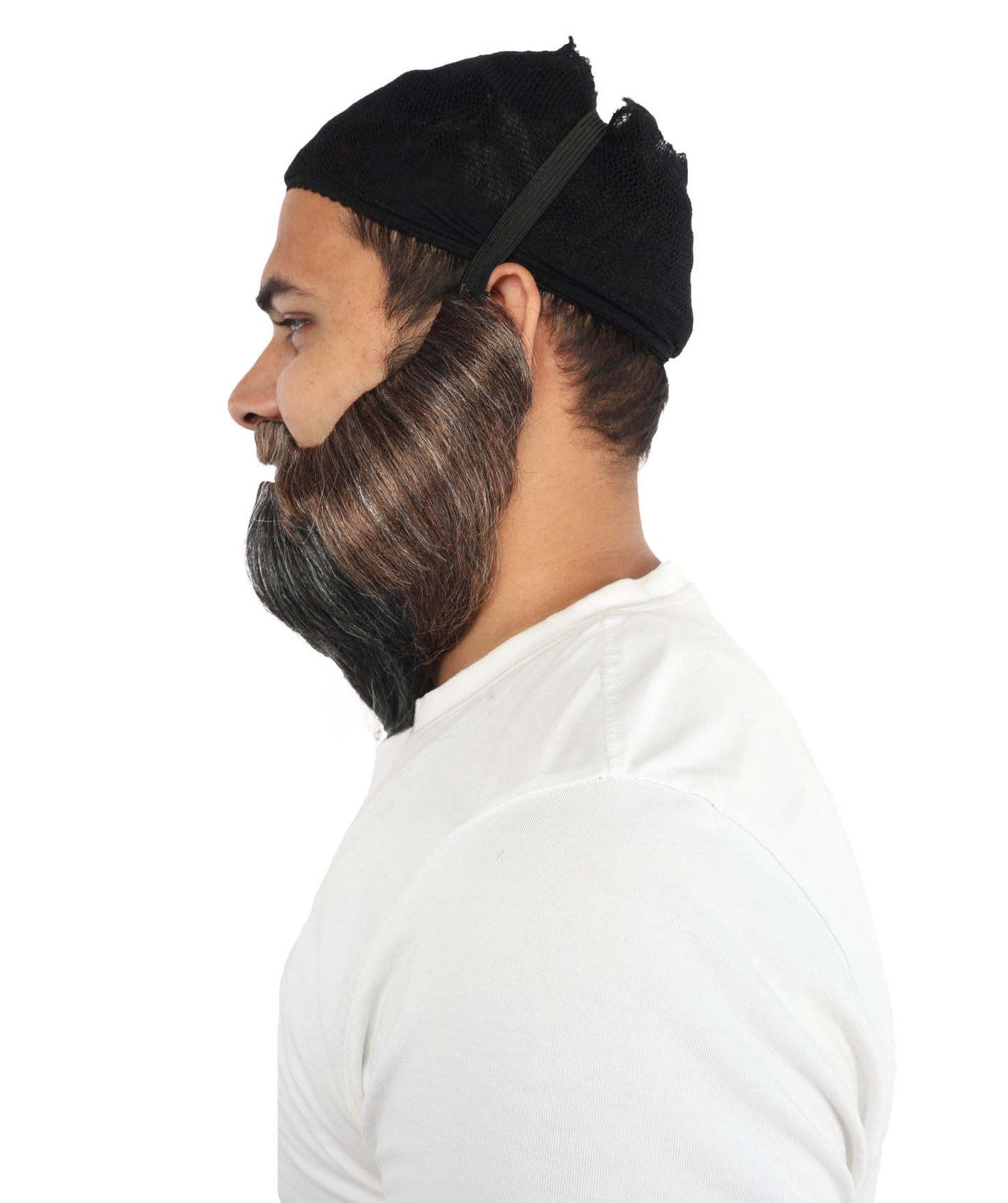 HPO Men’s Black & Grey Beard and Mustache Set | Realistic Shaped Beard for Party, Halloween & Cosplay Characters | Lightweight & Comfortable Fit