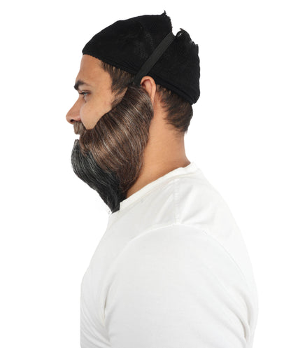 HPO Men’s Black & Grey Beard and Mustache Set | Realistic Shaped Beard for Party, Halloween & Cosplay Characters | Lightweight & Comfortable Fit