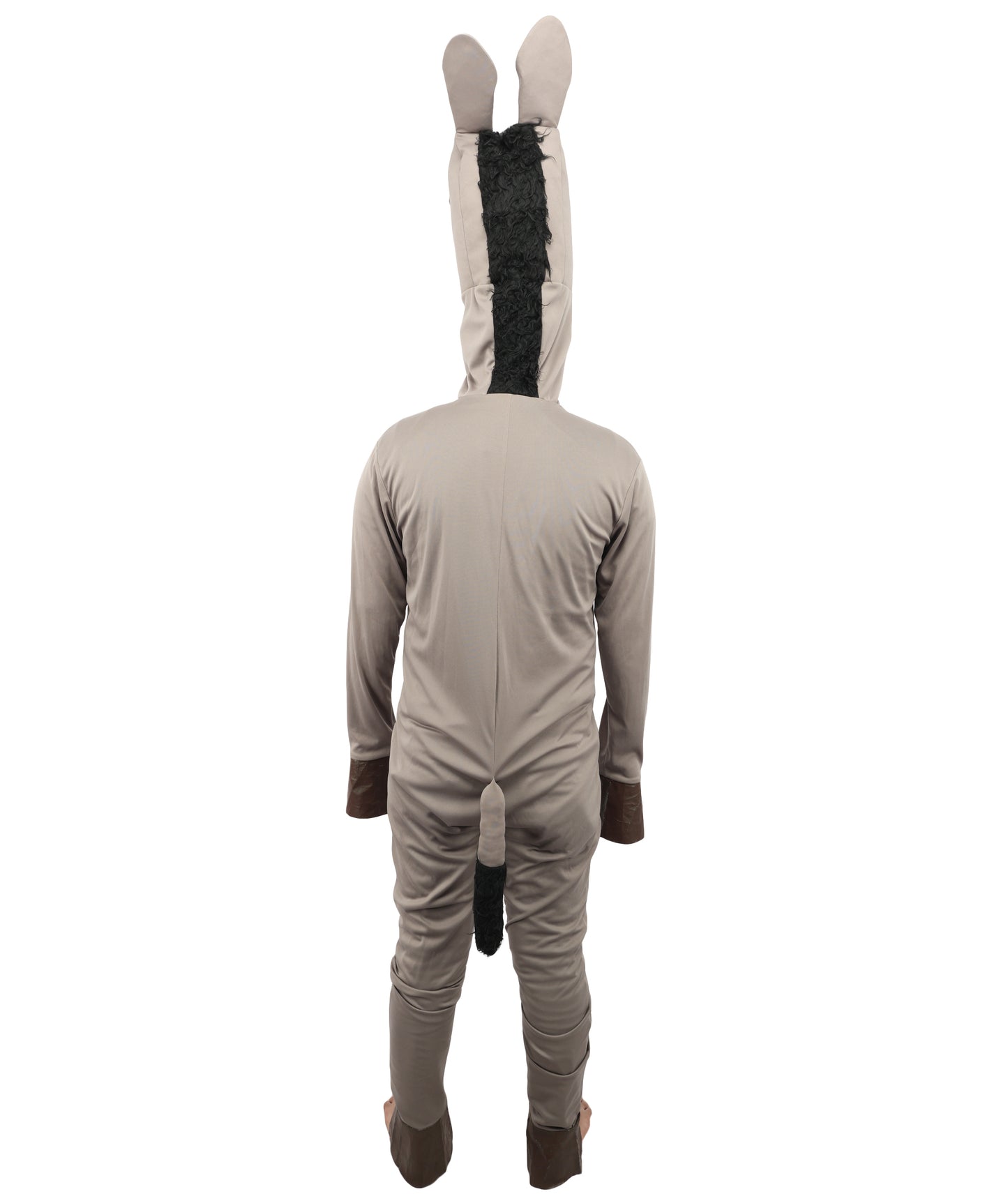 HPO Men's Hooded Donkey Costume| Gray Animal Jumpsuit for Halloween