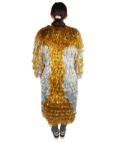 HPO Women's Gold & Glitter Thin Tinsel Trenchcoat, Perfect for Halloween