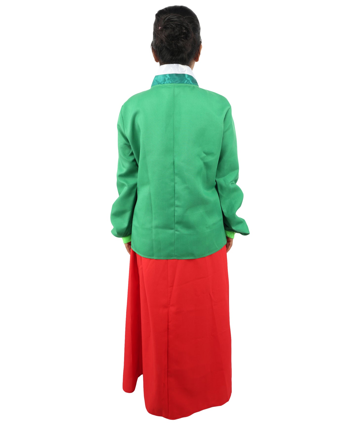 HPO Women’s Anime Herbal Maid Red & Green Costume | Traditional Long Dress with Apron & Waist Bow | Cosplay Outfit for Halloween, Conventions, Stage & Roleplay