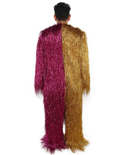 HPO Unisex Tinsel Hairy Two-Part Costume, Bundle & Mask Set | Full-Body Suit & Matching Mask | Long Hair Funny Costume for Halloween, Performers, Cosplay & Mascots