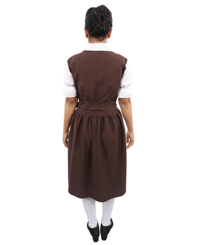 HPO Women’s Brown & White Oktoberfest Costume – Authentic German Bavarian Dirndl Dress