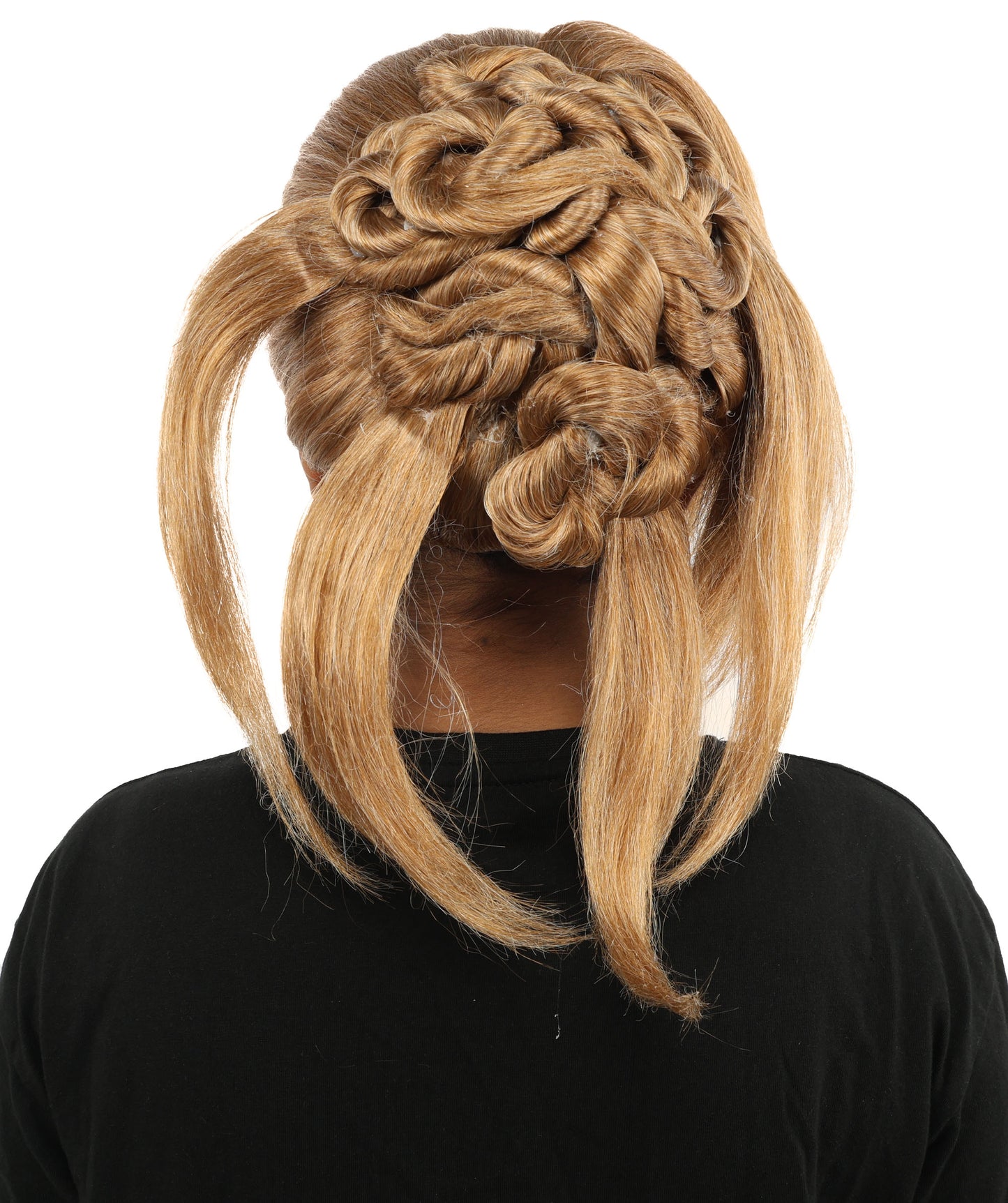HPO Women's Elegant Braided Updo Brown Wig | Flame-Retardant Synthetic Fiber With Capless Cap | Ideal For Theater, Halloween And Cosplay
