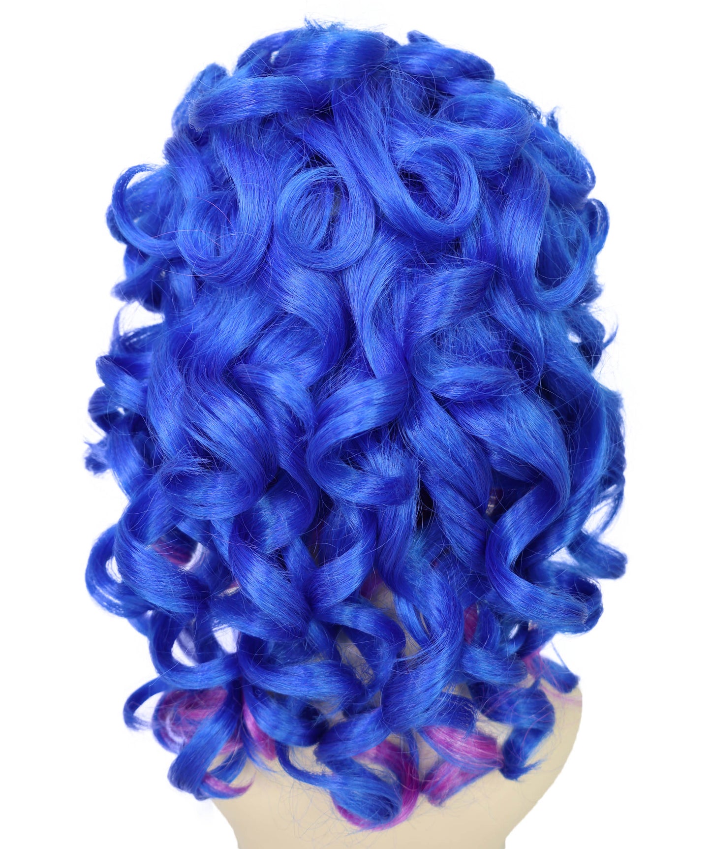 HPO Women Blue & Purple Big Curly Wig | Voluminous Synthetic Costume Hair for Cosplay, Halloween & Parties | Breatheble Capless Cap