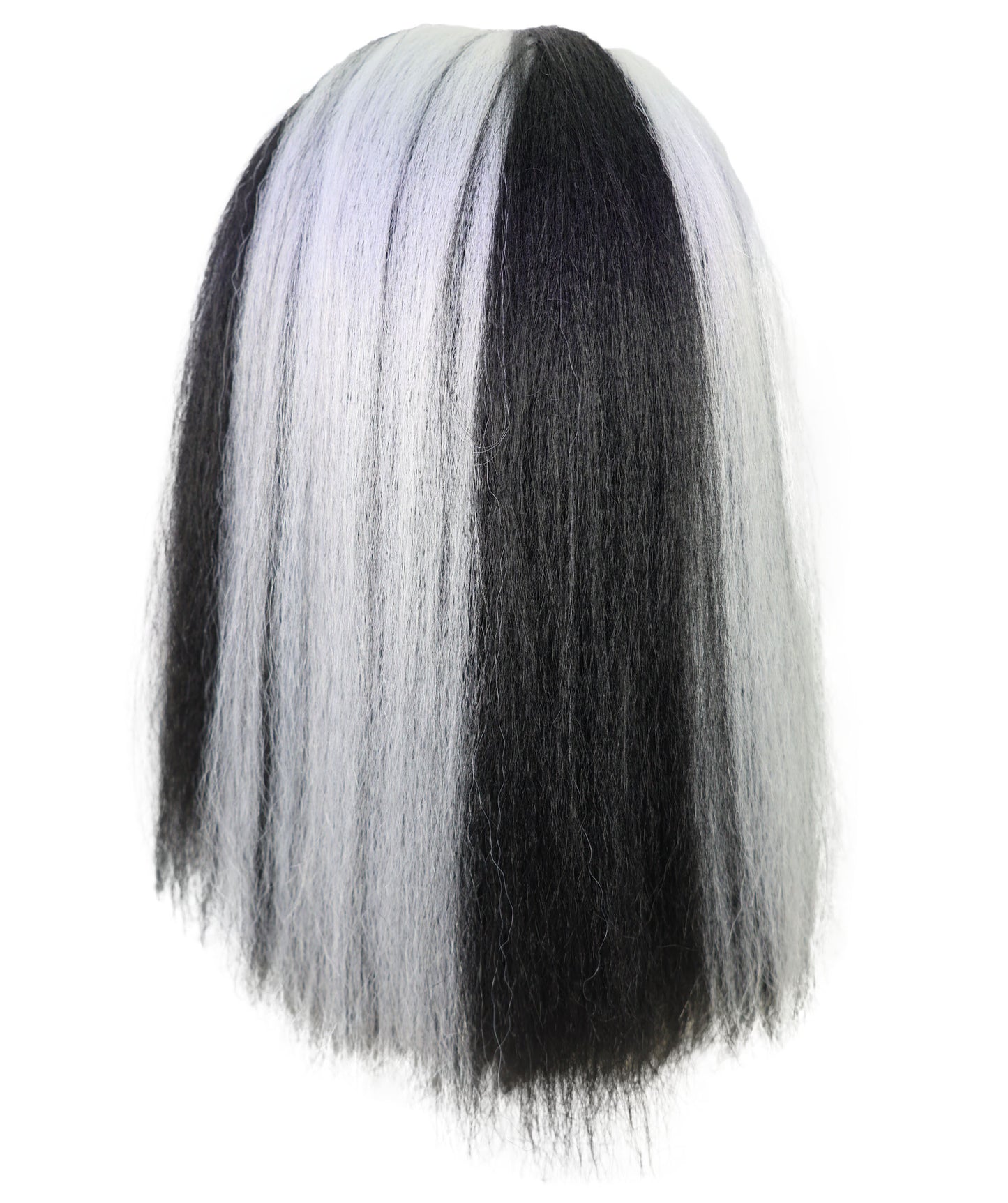 HPO Women’s Sinister-Inspired Long Black & White Wig | Dramatic Halloween Hairstyle | Breathable Capless Cap