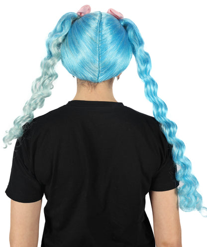 HPO Women's American Singer Long attractive Curly Wig With Bow | Halloween and Cosplay Wig | Flame-retardant Synthetic Fiber