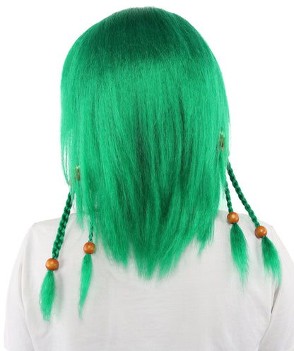 HPO Adult Women's Long Tribal Braided Wig | Multiple Color Options | Dark Shaggy Bob with Beaded Strands, Synthetic Fiber & Breathable Cap | Halloween, Sci-Fi Roleplay, Fantasy Costume