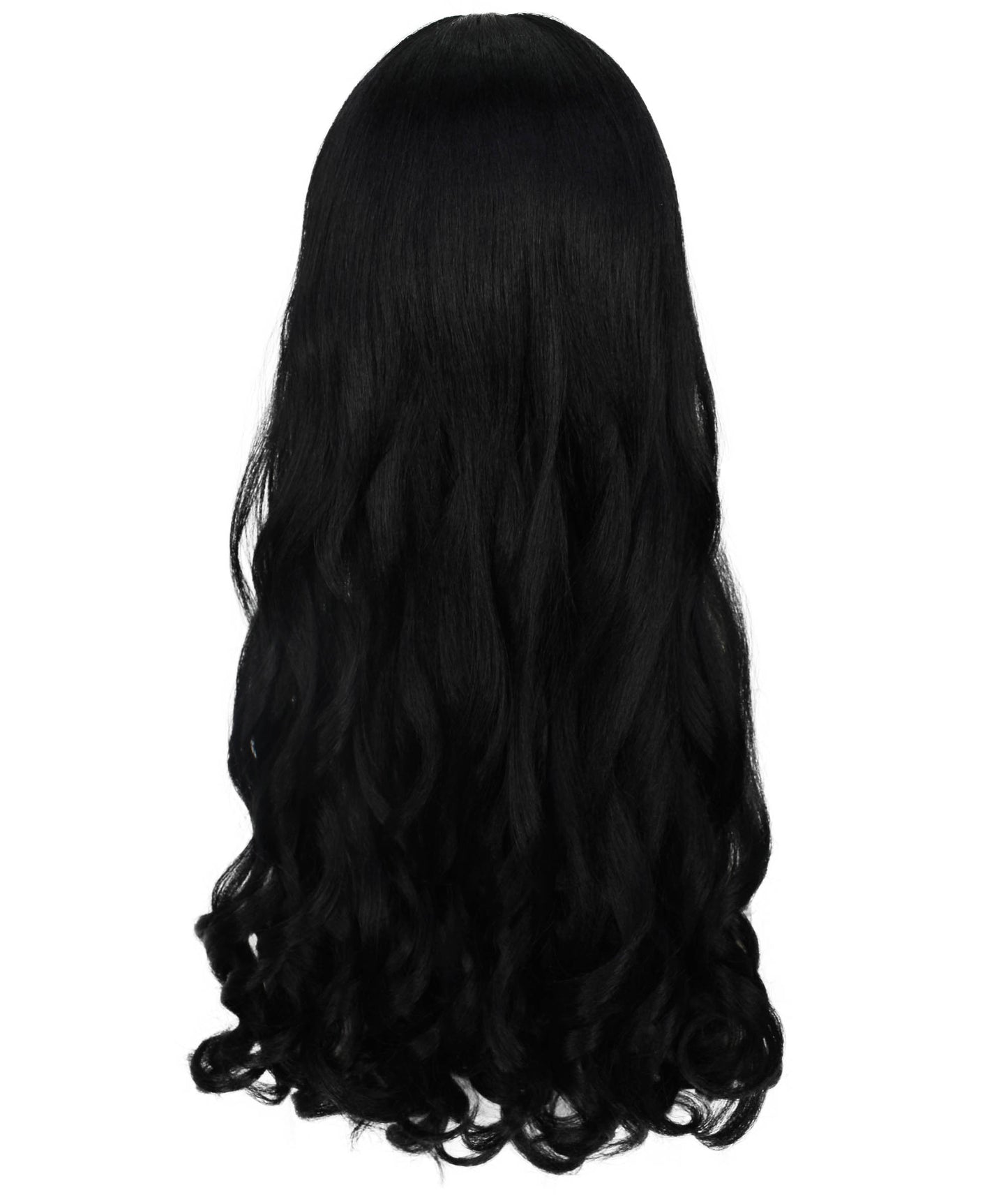 Black Long Curly Wig with Fringe