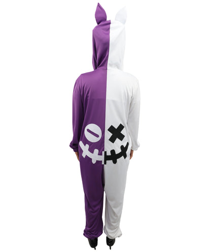 HPO Animal Onesie Pajamas Purple and White Costume| Cozy Cosplay Jumpsuit Sleepwear for Adults