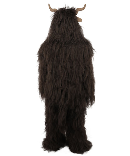 HPO Adult Men's Goat Fur Costume Bundle & Mask Set – Dark Brown Full Body Animal Outfit for Halloween and Cosplay  | Flame-Retardant Synthetic Fiber
