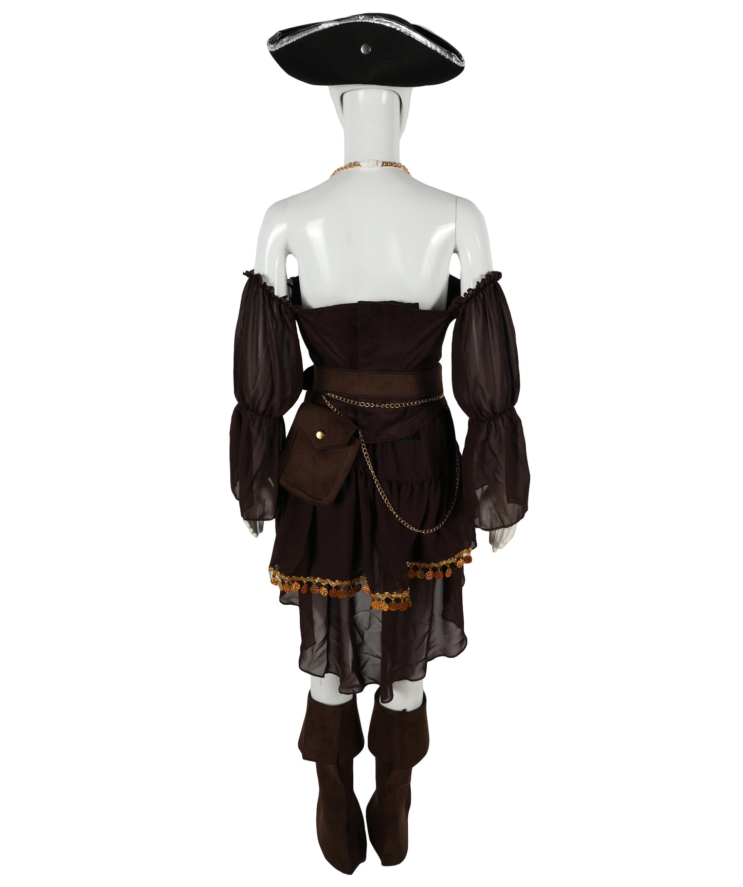 HPO Adult Woman's Brown Elegant Princess Warrior Costume | Medieval Fantasy Outfit with Accessories | Ideal for Halloween
