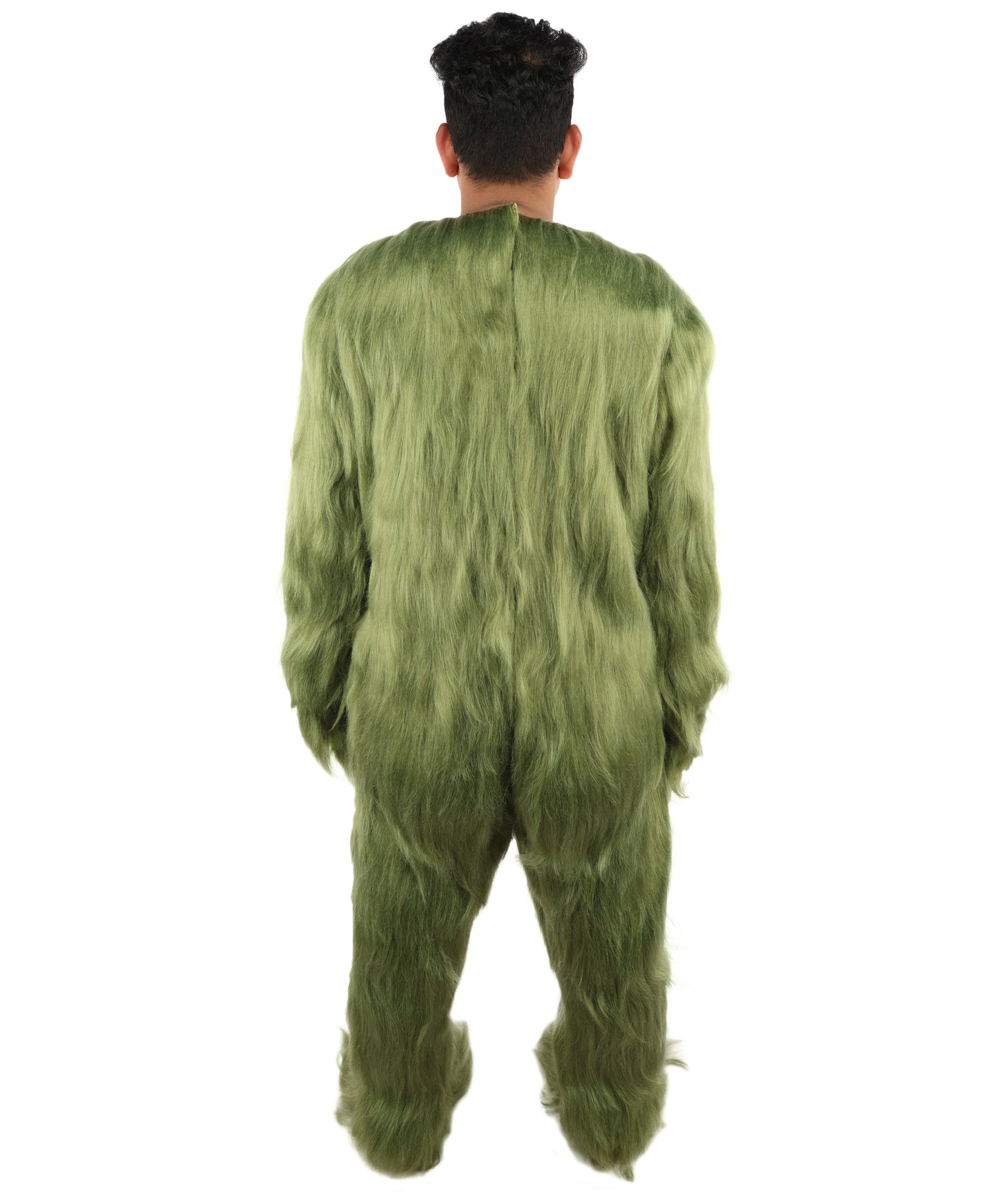 Furry Monster Grinch Christmas Olive Green Santa Costume, Ideal for Halloween