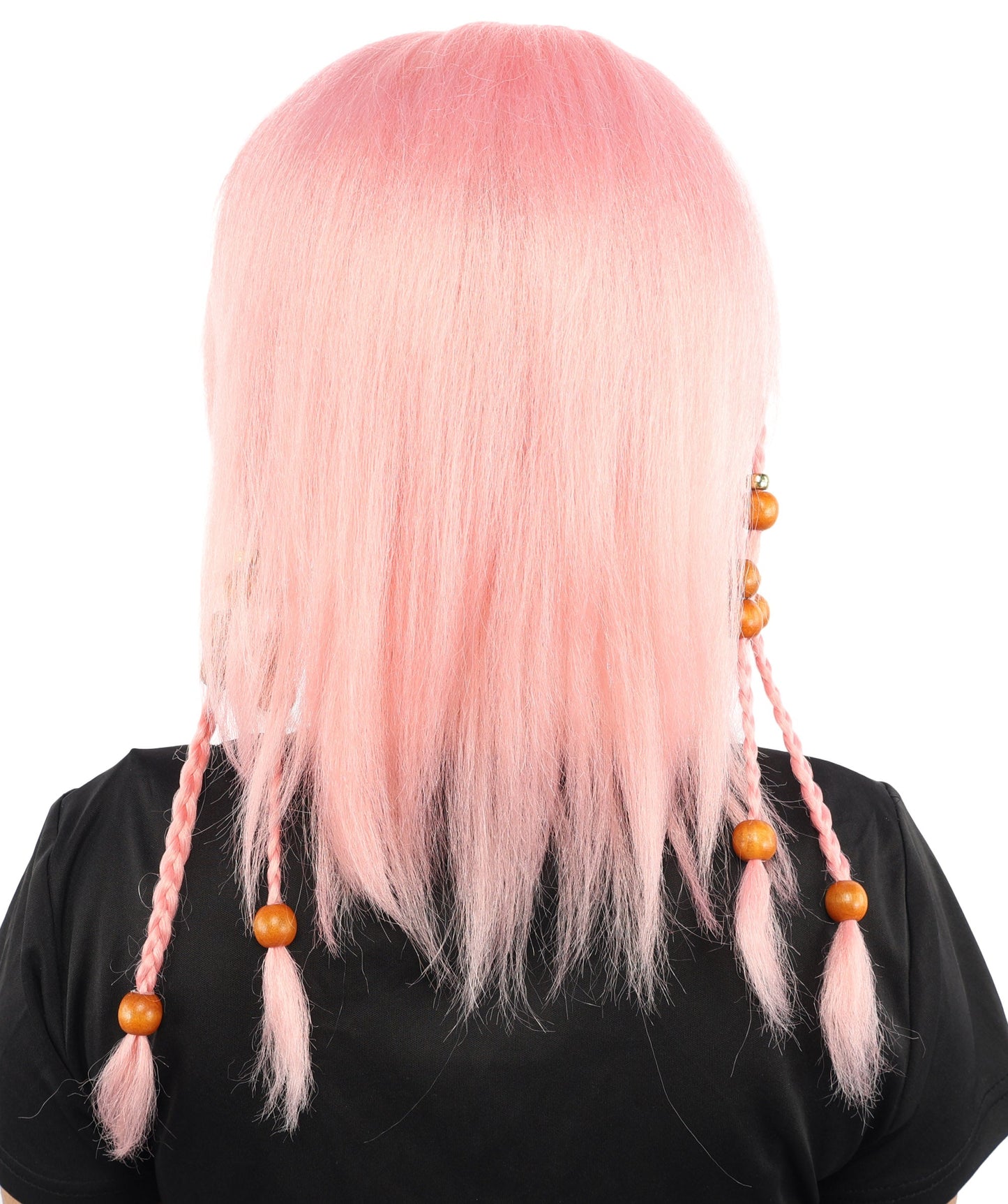 HPO Adult Women's Long Tribal Braided Wig | Multiple Color Options | Dark Shaggy Bob with Beaded Strands, Synthetic Fiber & Breathable Cap | Halloween, Sci-Fi Roleplay, Fantasy Costume