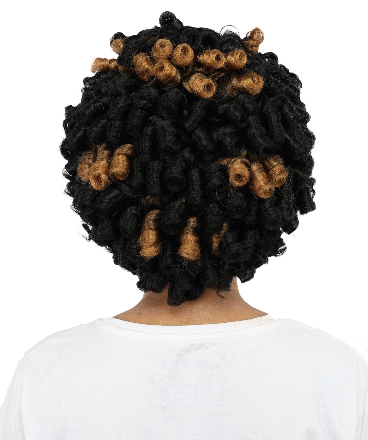HPO Women' Black & Brown Curly Braiding Hair | Soft Synthetic Pre-Stretched Braids for Halloween, Festivals, Parties, and Creative Hairstyles