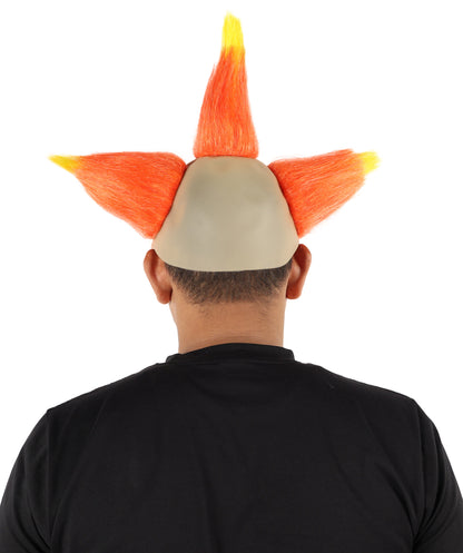 HPO Men's Dark Circus Clown Wig | Wild Orange & Yellow Mixed Straight Hairstyle with Frizzed Volume | Synthetic Wig for Halloween, Cosplay, Parties & Stage