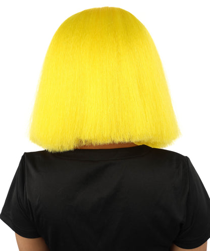 HPO Celebrity-Style 11 Inch Green Rooted Blonde Front Braided Straight Wig | Shoulder-Length Fun, Bold, and Stylish Hairpiece  | Ideal for Halloween, Cosplay, and Themed Parties