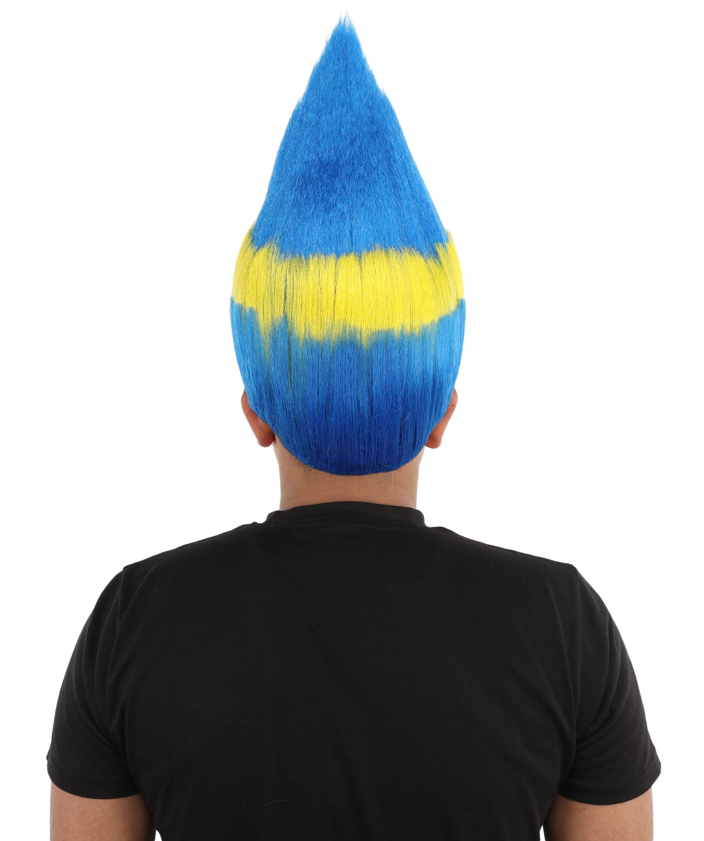HPO Unisex Curacao Flag Multicolor Troll Wig | 15 Inch Upright Spiked Texture Breathable Fit | Sports Event National Holiday Parade Soccer Match Fan Gear