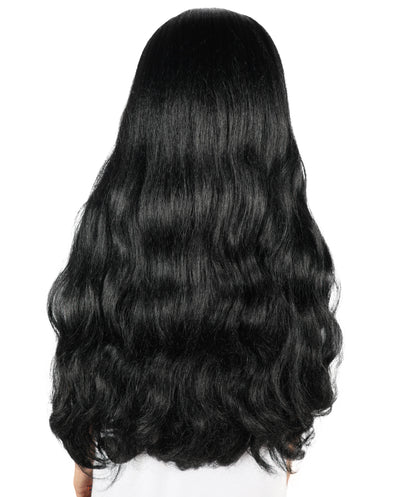 Celine Fantasy Warrior Wig | Extra Long Layered Black Hairpiece with Side Bangs | Cosplay, Halloween, Party & Stage-Ready Costume Wig