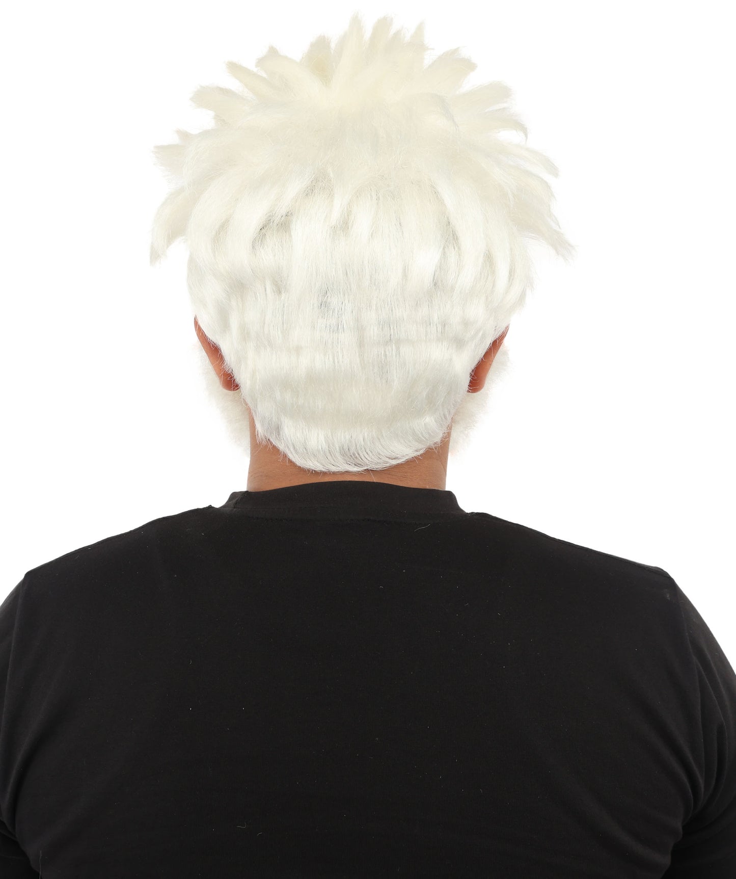 HPO Men’s Animated Genius Spiky Wig Beard & Mustache Set  – Wild Mad Scientist Pointed Beard & Curled Mustache Combo | Ideal for Animated Cosplay, Halloween Parties & Events