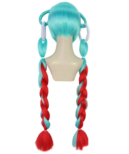 HPO Women Dramatic Two-Tone Roleplay Multicolor Wig | Flame-resistant Synthetic Fiber with Capless Cap| Ideal for party, Halloween, cosplay, theater, drag, performance, costume events