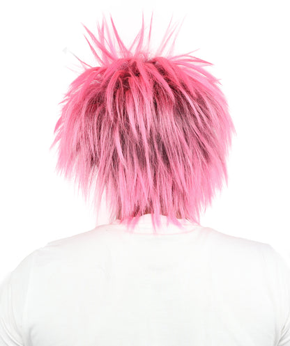 HPO Men's Party Punk Wig | Medium Spiky Multicolor Hairstyle with Adjustable Straps & Synthetic Fibers for Cosplay, Halloween, Carnival & Parties