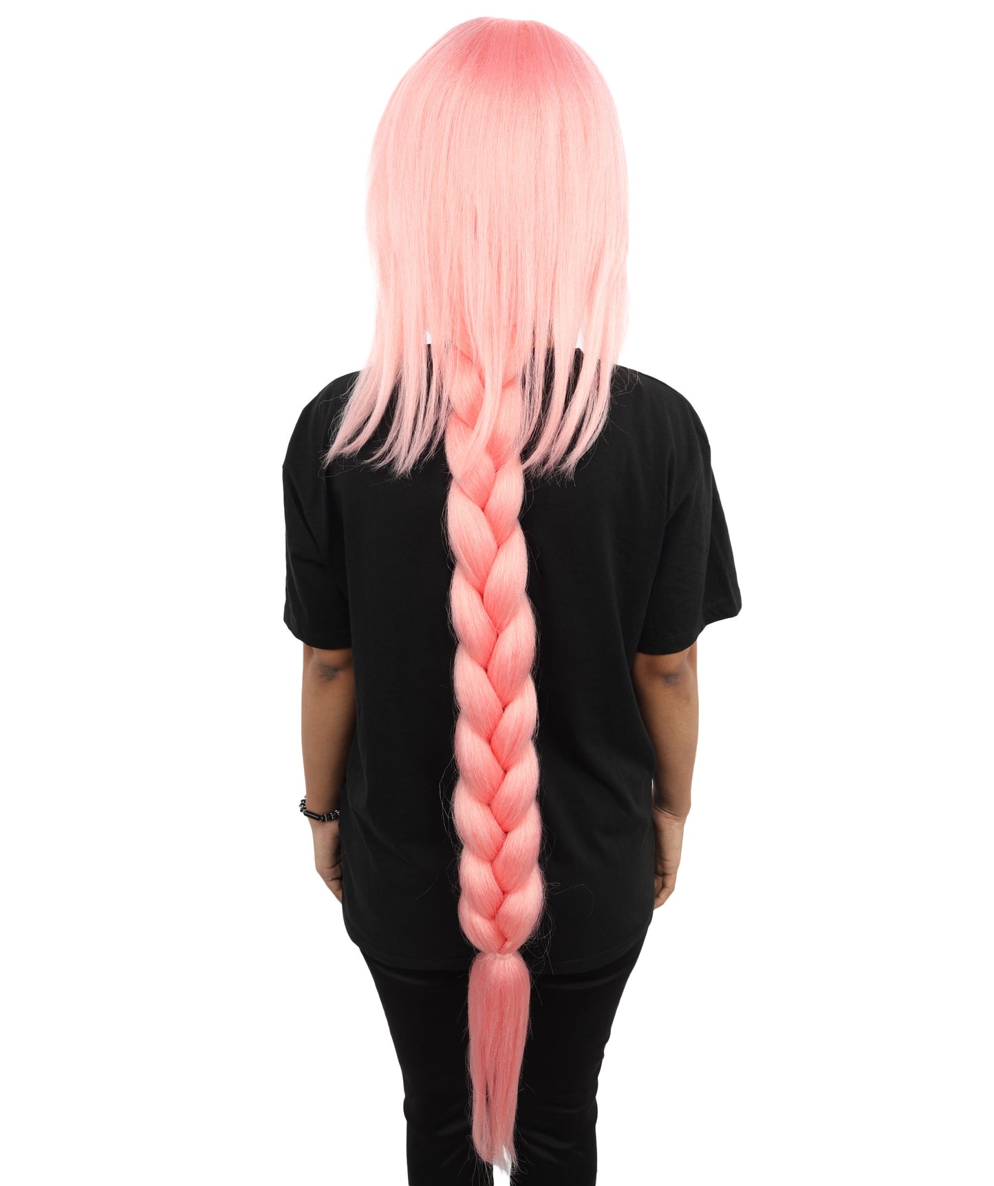 HPO Women's  Anime Extra Long Pink Wig | Soft Synthetic Fiber Hairpiece | Adjustable Inner Straps Cap | Lightweight Cosplay Wig for Stage, Roleplay & Costume Events