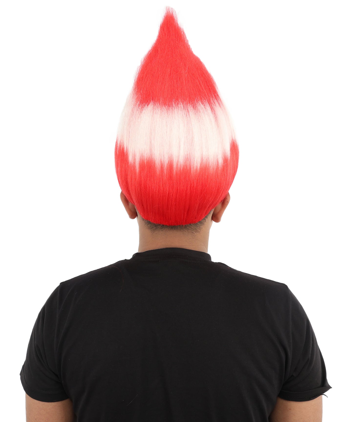HPO Unisex Austria Flag Troll Wig | 15 Inch Upright Spiked Red White Stripe Design | Sports Event National Holiday Parade Soccer Match Fan Gear