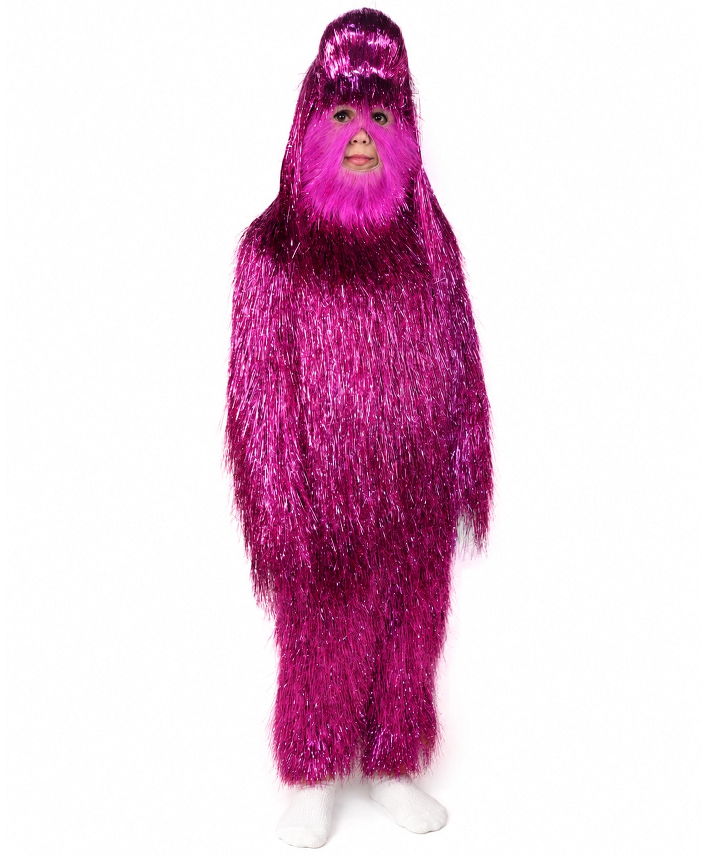HPO Unisex Teen Extreme Tinsel Hairy Person Costume Bundle & Mask Set - Full-Body Tinsel Hair Suit Extra-Long Costume Wig for Halloween, Cosplay & Parties - Multiple Color Options