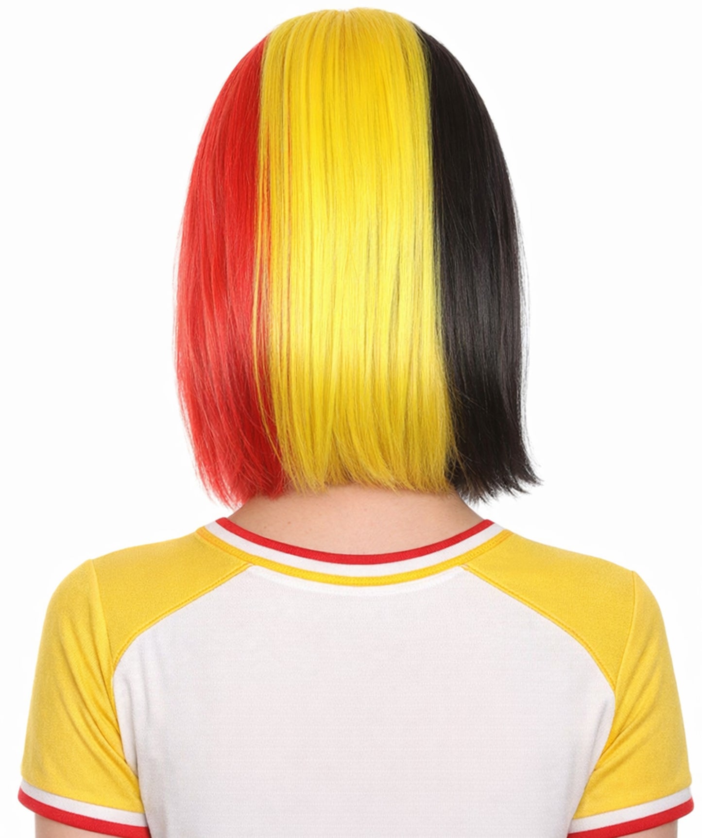 Women Patriotic Belgium Flag Bob Wig | Premium Breathable Capless Cap